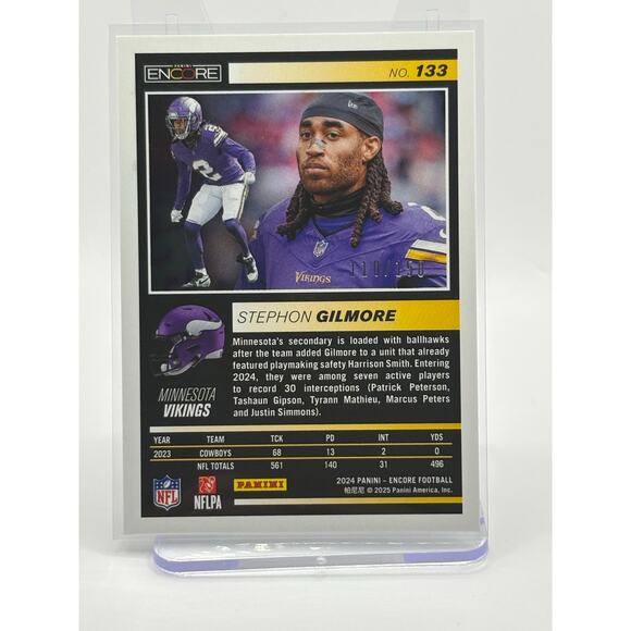 2024 Panini Encore Stephon Gilmore Silver Parallel /150 SP Minnesota Vikings - Picture 2 of 2
